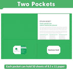 Two Pocket Folders, PANDRI 50 Pack 2 Pocket Folders, Letter Size Paper File Folder for School Office Home Business, Green