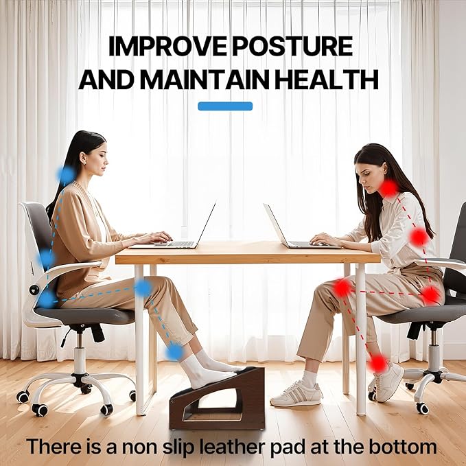 XINGMIAOWJ Ergonomic Foot Rest, 4 Adjustable Height Foot Stool,Footrest Under Desk， Soft Cushions, Foot Rest Office,Improving Posture, Promoting Blood Circulation（Espresso）