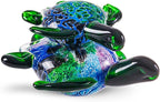 EUSTUMA Hand Blown Glass Sea Turtle with Babies Figurines,Sea Animal Ornament for Home Decor,Sea Animals Collection for Birthday Gift,Glass Tortoise Sculpture