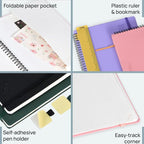 POPRUN Planner 2025-2026, Horizontal Weekly Notebook Jul.25-Jun.26 (Medium 6.75''x 8.75''), Academic Calendar Book with Monthly Tabs, Spiral Soft Cover, Inner Pocket, 100 GSM - Navy Blue