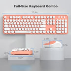 MOFII Wireless Keyboard and Mouse Combo, Computer Full Size 2.4G Plug and Play Wireless Typewriter Retro Round Keyboard and Mouse Set for Windows, Computer, Desktop, PC, Notebook - (Light Orange)