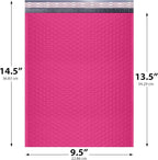 Hot Pink Large Poly Bubble Mailers 9.5x14.5 inch #4 | Self Seal Padded Envelopes Cushioned Bubble Mailer | Usable Size 9.5x13.5 | WaterProof | Lightweight mailing Shipping Bags | 100 Pack Bulk