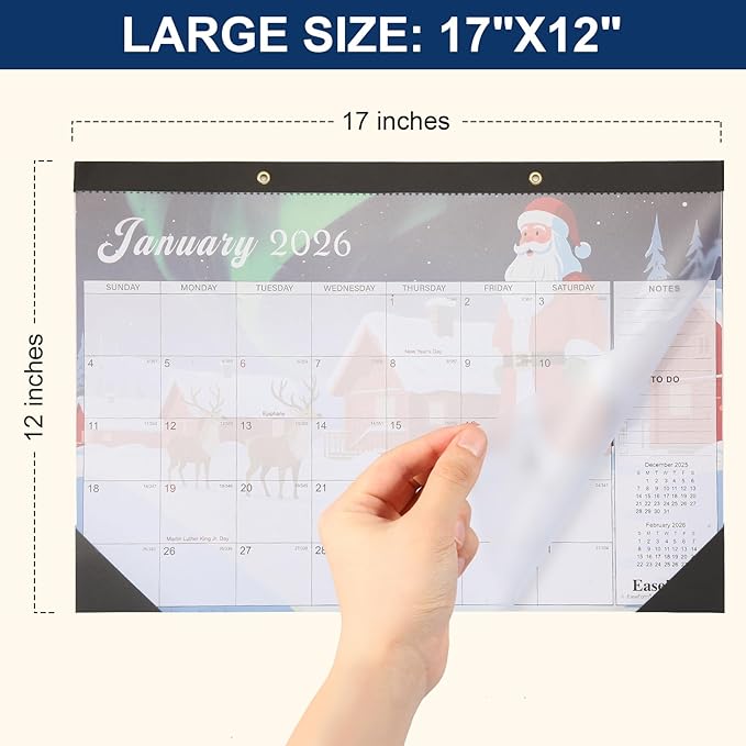 EaseForm 24 Month Desk Calendar 2026-2027, Runs from January 2026 to December 2027, Large 17"x12" Desktop/Wall Monthly Calendar, 2 Year Academic Calendar with Note & To Do for Home, School or office