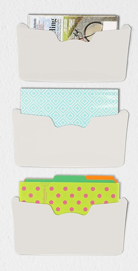 Simple Houseware Single Pocket Wall Mount for Hanging File Holder, 3 Packs, White