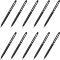 DISCOUNT PROMOS Twist Action Plastic Stylus Pens, Set of 10, Bulk Pack - Pens for Work, Cool Pens for Writing, Black Ink - Black