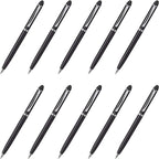 DISCOUNT PROMOS Twist Action Plastic Stylus Pens, Set of 10, Bulk Pack - Pens for Work, Cool Pens for Writing, Black Ink - Black