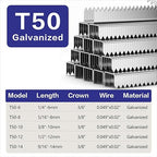 HW HAMWOO 20 Guage Galvanized T/50 Staples,5 Sizes Assorted Size Project Pack for Staple Gun or T-50 Stapler (1/4"+5/16"+3/8"+1/2"+9/16",6000 pcs)
