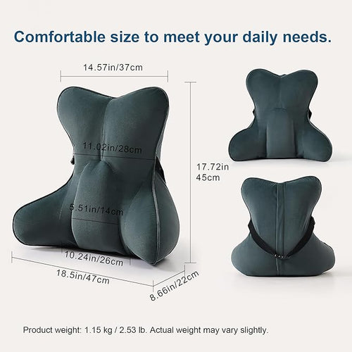 Ailuteie Lumbar Support Pillow(Pat. Pend) for Lower Back Pain Relief – Multi-Functional Ergonomic Lumbar Cushion, Reading Pillow for Office Chair, Car Seat & Sofa,Charcoal Gray