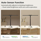 Desk Lamp with Clamp, LED Eye-Caring Clip on Desk Lights for Home Office, Tall Touch Control Dimmable Computer Light with Color Changing, 24W Brightest Architect Desktop Lamp for Screen, Black