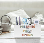Exqcom Boho Mental Health Pen Pencil Holder, Therapy Office Decor, Mistakes Are Proof That You Are Trying Pencil Pen Holder Organizer for Classroom Therapist Counselor Office Desk Accessories