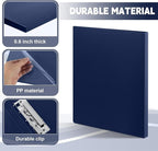 Teling 12 Pack Punchless Clamp Binder Folder 8.5 x 11 Inch Ringless Binder Holds with Pocket, Flexible Metal Clip and Poly Covers, 100 Letter Size Pages, for Work, School(Navy Blue)