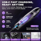 4-in-1 Car Vacuum, Mini Handheld Portable Cordless, 6.5kPa Strong Suction, Ultra-Quiet 60dB, 0.85 lb for Car, Desk & Small Spaces,USB-C Rechargeable 2 Washable HEPA Filters,Ideal Gifts for Men & Women