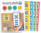 Smart Labels QR Code Stickers Pack of 48 (Original) Made in USA - QR Code Labels for Storage & Inventory Tracking, Storage Unit Organization, App Stickers for Inventory Organization & Moving Supplies