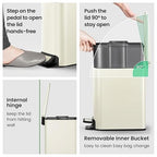 Cesun Small Bathroom Trash Can with Lid Soft Close, Step Pedal, 6 Liter / 1.6 Gallon Stainless Steel Garbage Can with Removable Inner Bucket, Anti-Fingerprint Finish (Creamy White)