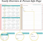 2026 Planner - Planner 2026 from January 2026 to December 2026 with 12 Monthly Tabs, Flexible Cover, Inner Pocket, 8.5" x 11", Pink-A
