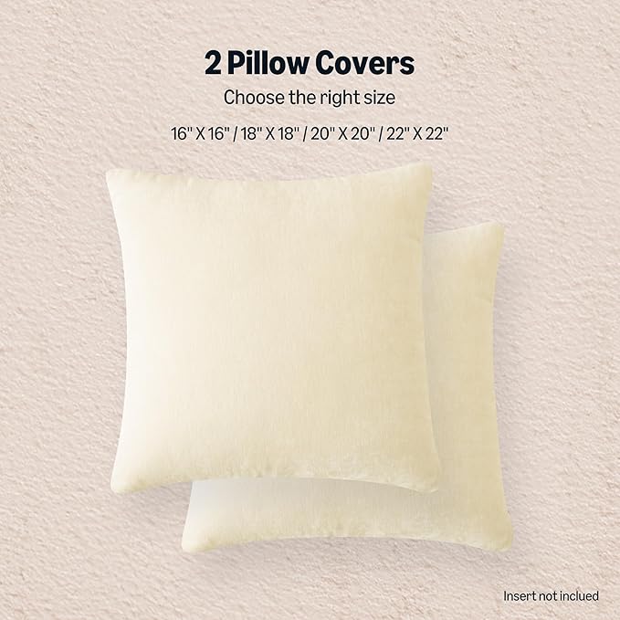 Amazon Basics Chenille Throw Pillow Covers, Home Decor Cushion Cover for Bedroom Living Room Couch Bed, 18" W × 18" L, Beige