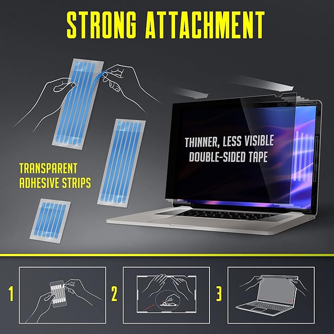 Privacy Screen Adhesive Tabs and Strips for Computer Monitors and Laptops - Replacement kit