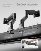 monTEK Deluxe Monitor Arm up to 40 Inch Holds 26.4 lbs Curved Screens Aluminum Fully Motion Adjustable Single Monitor Stand with Clamp/Grommet Desk Mount, Quick Release Plate,75/100mm VESA, MA1008BK