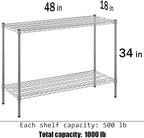 Regal Altair 18" Deep x 48" Wide x 34" Height Wire Shelving Kit | 2-Tier | NSF Commercial Storage Rack Unit