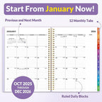 SUNEE 2026 Weekly and Monthly Planner - from January 2026 - December 2026, Daily Agenda Planner with Monthly Tab, Flexible Cover, Note Pages, Pockets, Bookmark, Spiral Binding, Purple, 8.5"x11"