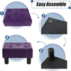 BRIAN & DANY Small Foot Stool, Velvet Foot Stools with Legs, Stable Small Footstool for Living Room, Purple