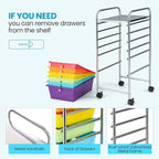 Giantex 6 Storage Drawer Cart Rolling Organizer Cart for Tools Scrapbook Paper Home Office School Multipurpose Mobile Utility Cart (Tomato, Orange, Light Green, Turquoise, Purple)