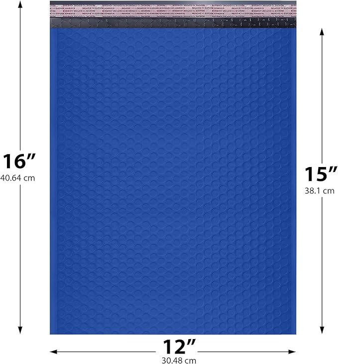 Royal Blue Large Poly Bubble Mailers 12x15 inch | Self Seal Padded Envelopes Cushioned Bubble Mailer | Usable Size 12x15 | WaterProof | Lightweight mailing Shipping Bags | 100 Pack Bulk