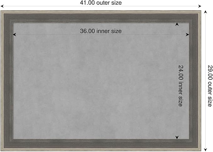 Amanti Art Grey Framed Magnetic Board 29x41 Large Vision Board for use with Magnets, 100% Metal Sheet to Display Items as Office Decor or for Home Organization in mudroom, Kitchen or Kids Room
