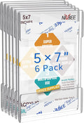 Niubee Acrylic Sign Holder 5x7 Vertical, Wall Mount Sign Holder Door Sign Holder Memo Holder Clear Wall Frame with Tape Adhesive for Office, Home, Store, Restaurant, No Drilling - Vertical (6 Pack)