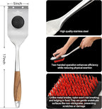 XUDAKAIXIN Nylon Grill Brush,Dual Grip Design,with Extended Luxurious Acaciawood Handle,Safe Nylon Bristles Barbecue Triple Scrubbers Cleaning Brush for Cast Iron Grates/Porcelain/Charcoal Grill