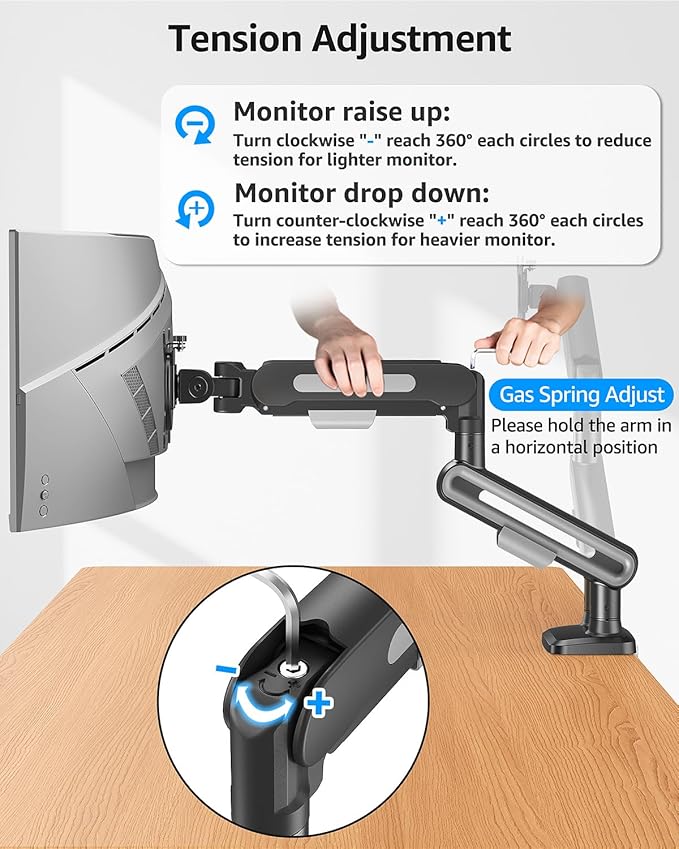 MOUNTUP Dual Monitor Mount Holds 4.4-26.5lbs, Heavy Duty Monitors Arm for 39 37 34 32 27inch,Double Monitor Stand for 2 Monitor, Height Adjustable Monitors Desk Mount with C-Clamp＆Grommet Base