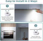 Motion Sensor Puck Step Lights with Charging Station, 3 Colors USB Rechargeable LED Closet Light, Dimmable Under Cabinet Lighting, Stick-on Lights (4 Pack)