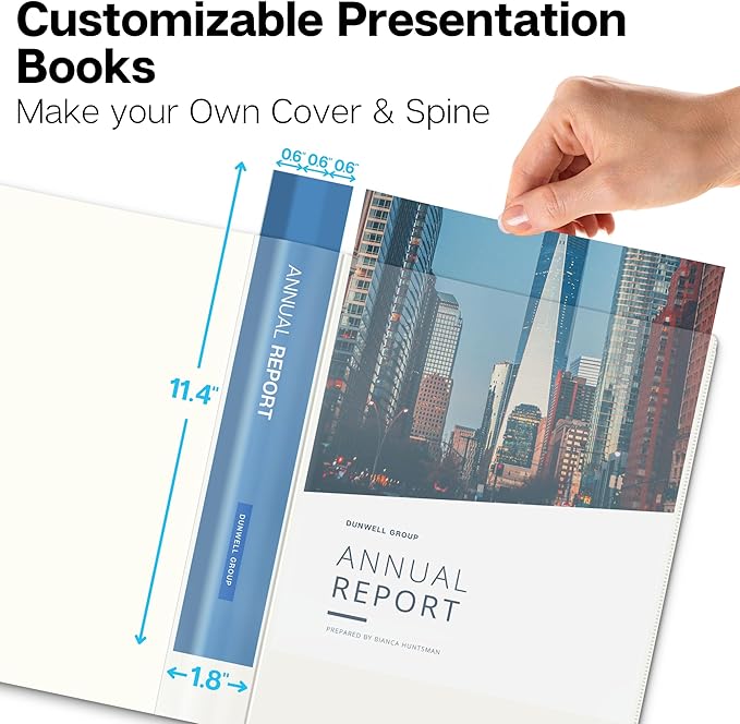 Dunwell Presentation Binder 24-Pocket, Displays 48 Pages, 8.5x11 Portfolio Binder with Plastic Sleeves, Storage and Organizer for Documents, Certificates, Projects, Photos (Ivory)