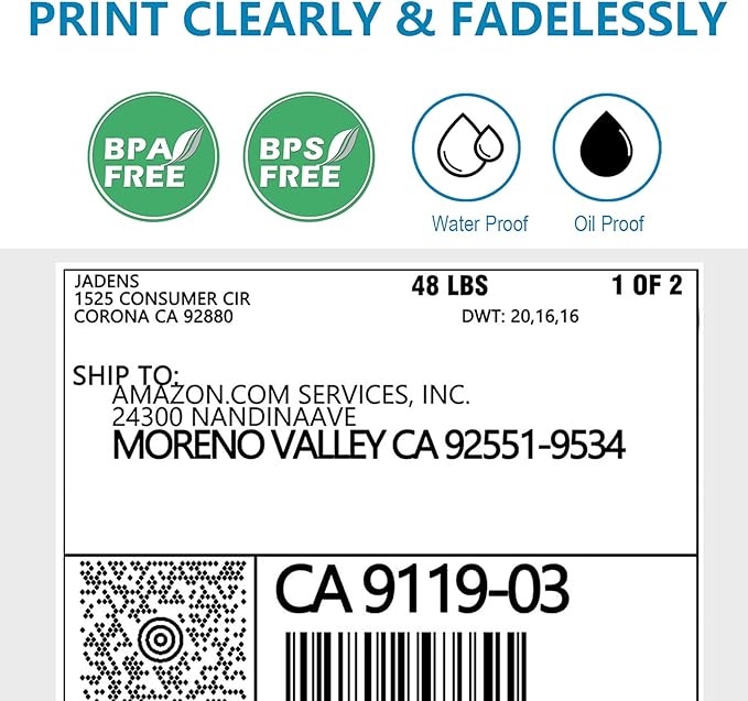 JADENS Thermal Labels, 500pcs 4×6 Shipping Labels