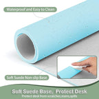 Boutilon Leather Desk Pad Protector,Non-Slip Mouse Pad,Laptop Desk Pad,Office Mouse Mat,Waterproof Leather Desk Blotter,Desk Writing Pad for Office and Home (XXL-Light Blue,47.2"x 17")