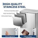 Garvee 16 Gallon (60 L) Dual Trash Can, Stainless Steel Garbage Bin with Plastic Inner Buckets, Commercial Trash Can with Soft-Close Lids & Pedals, Double Compartment Recycling Bin for Kitchen, Sliver