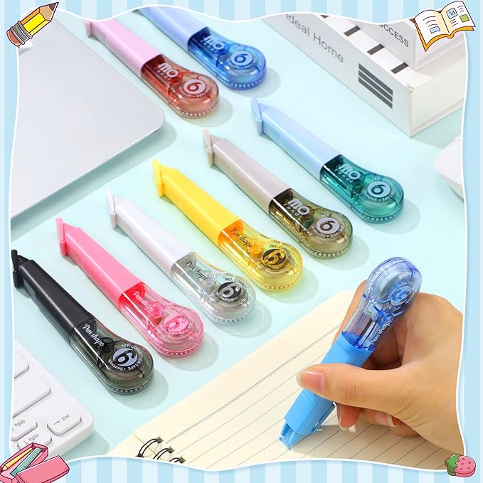 auroray 18 Pack Correction Tape Pens 1/5" X 236", 9 Color Correction Tape Pens Easy to Use Applicator for Instant Correction Students School Office Supplies