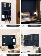 Fluxynara Felt Bulletin Board Tiles -28"x18" with 40 Adhesive Tabs, Cork Board Alternative for Office Decor, Push Pin Board Wall Organizer 6-Pack (Carbon Blue)