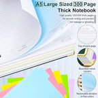 Hardcover Spiral Notebook 6.2"x 8.2" Journal Notebook with Tabs and Removable Dividers 300 Pages 5 Subject Notebook College Ruled, Faux Leather Spiral Bound Notebook for Women School Work(Green)