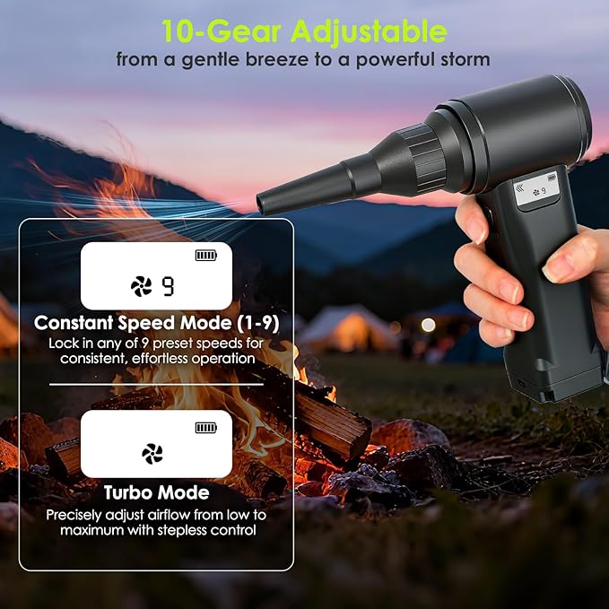 OVVGO Electric Compressed Air Duster, 300,000RPM Cordless Air Blower for Dust Removal, Duster/Vacuum 2-in-1 with 10 Speeds, 20000mAh Rechargeable & 5 Nozzles Dust Blower for PC, Keyboard, Car, Outdoor