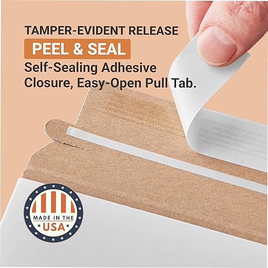 Box USA Flat Mailer 11"L x 13.5"W 100-Pack White,Stayflat Mailer Envelope Durable Lightweight Rigid Mailers for Documents, Photos, Artwork, Shipping & Document Storage11x13.5