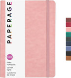 PAPERAGE Softcover Lined Journal Notebook (Blush), 160 Pages, Medium College Ruled Notebook, 5.6 inches x 7.9 inches - 100 GSM Thick Premium Paper, Soft Vegan Leather Journal for Home, Work & School