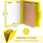 Skyygemm 24 Pcs Classification Folders Letter Size, 1 Divider Pressboard File Folder with Fasteners, Expanding File Organizer Bulk for School Teachers, Office Employee, Coworker, Staff (Yellow)