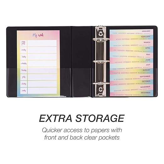 Samsill Economy 1 Inch Mini 3 Ring Binder, Made in The USA, 9.1" x 7.5" Round Ring Binder, Non-Stick Customizable Cover, Black (Pack of 6)
