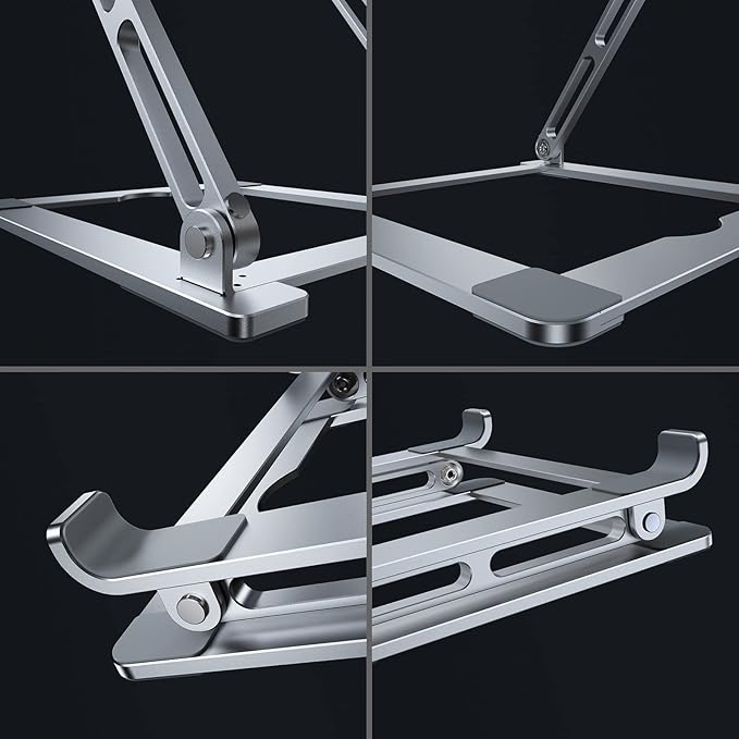 VIGLT Laptop Stand for Desk, Adjustable Laptop Stand Holder Portable Laptop Riser with Multi-Angle Height Adjustable Computer Stand for MacBook Air/Pro and More Notebooks 10-17.3"-Silver