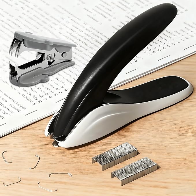 Aterflym Professional Staple Remover & Puller – Staple Remover Without Tearing, Heavy Duty Stapler Remover Tool, White & Black, 2 Pack for Office/Desk/Classroom