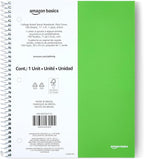 Amazon Basics Notebooks, College-Ruled Spiral Notebook with Poly Cover, For Work and School, 100 Sheets, 11" x 9", Green, 1-Pack