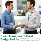 Marspark 200 Sets Clear Name Tags with Lanyard, Lanyards for ID Badges Reusable Strap with ID Holder Plastic Name Badges for Adults Business School Church Conference (Dark Green)