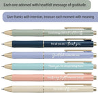Taja Gel Pens, 6 Pcs Quick Dry Black Gel Ink Pens, 0.5mm Fine Point Smooth Writing Pens for Journaling and Note Taking, Cute Aesthetic Pens for Women & Men-Gratitude