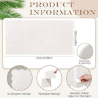 Mooliwe Scalloped Felt Bulletin Board 96 x 48 Inches Foldable Beige Pin Cork Board Alternative for Wall, 8' x 4' Trifold Picture Vision Self Adhesive Bulletin Decorative